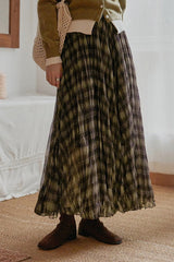 Plaid A-Line Maxi Christmas Skirt
