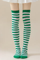 Striped Knee High Christmas Socks