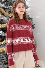 Loose Striped Jacquard Christmas Sweater