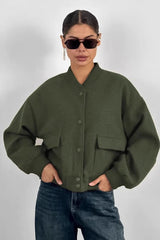 Red Angora Stand Collar Jacket