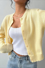 Plain Knit Long Sleeve Cardigan