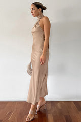 Halter Neck Fishtail Maxi Dress