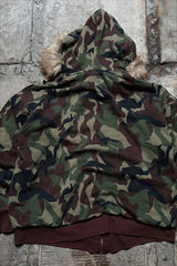 Camo Fur Trim Oversized Zip Hoodie