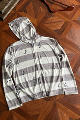 Striped Lyocell Oversized Zip Up Hoodie