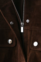 Stand Collar Suede Pocket Bomber Jacket