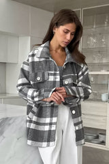 Plaid Mid-Length Wool Coat
