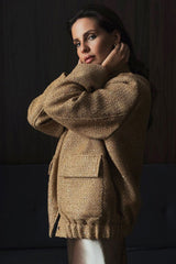 Loose Fit Sequin Bomber Coat