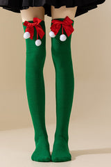 Soft Knit Bow Christmas Socks