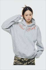 Embroidered Letter Oversized Hoodie