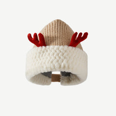Reindeer Plush Knit Slouchy Christmas Hat