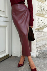 Angora Red Split Bodycon Skirt