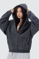 Striped Zip Knit Hoodie