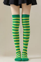 Striped Knee High Christmas Socks