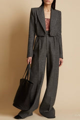 High Waisted Korean Style Floor Grazing Wide Leg Pants