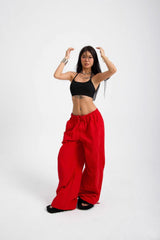 Vintage Street Embroidered Parachute Cargo Straight Loose Pants