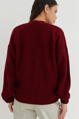 Relaxed Fit Solid Color Christmas Cardigan