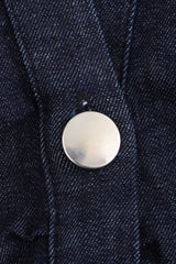 Denim Lapel Zipper Midi Dress