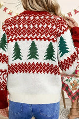 Argyle Striped Color Block Christmas Tree Sweater