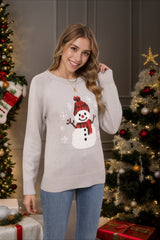 Cute Christmas Snowman Stitched Sweater