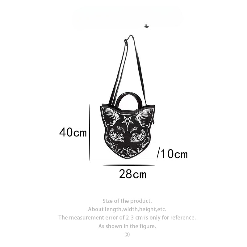 Gothic Top Handle Pentacle Punk Cat Style Fashion Bag