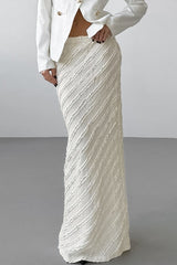 Lace Trim High-Slit Long Skirt