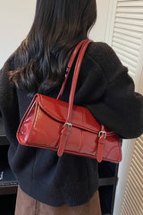 Waxed Leather Retro Long Handbag Chic Shoulder Underarm Commuter Bag