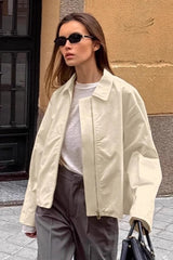 Khaki Cotton Lapel Casual Jacket