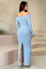 One Shoulder Long Sleeve Maxi Dress