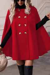 Elegant Double Breasted Loose Slim Wool Mid Length Christmas Outerwear