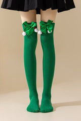 Soft Knit Bow Christmas Socks