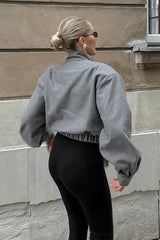 Gray Wool Stand Collar Jacket