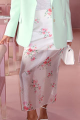 High-Waist Floral Straight Skirt