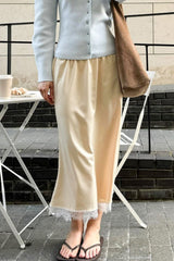 Lace Trim Straight Maxi Skirt