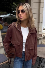 Vintage Brown Aviator Suede Jacket