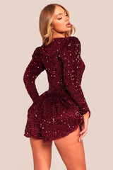 Elegant Long Sleeve Petite Sequined Party Sequin Dress