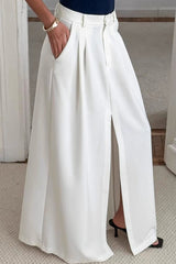 High-Waist Split A-Line Skirt