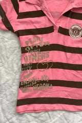 Striped Crest Collared Fitted Short Sleeve T-Shirt