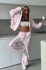 Zip Hoodie and Wide Leg Sweatpants Set