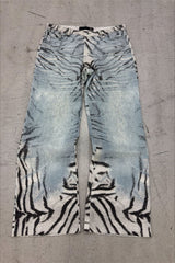 Tiger Graphic Washed Wide Leg Jeans