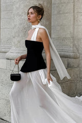 Elegant Ruffled Flowy Maxi Dress