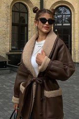 Long Sleeve Faux Shearling Coat