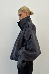 Stand Collar Button Wool Coat
