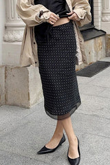 Polka Dot Lace Straight Skirt