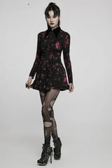 Gothic Printed Elastic Ripped Knitted Dress