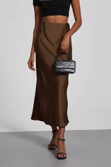 Solid Color Satin Skirt