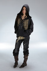 Gold Military Braid Oversized Zip Hoodie