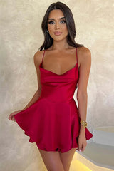 Satin Crisscross Mini Dress