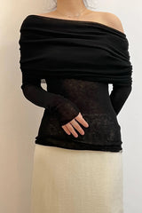 Off Shoulder Wool Knit Sweater