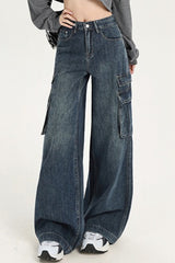 High Waist Straight Cargo Jean