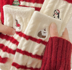 Coral Fleece Thick Warm Mid Calf   Christmas Socks